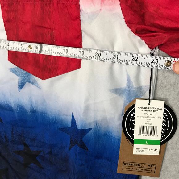 Surf Swim Co Shirt Large Red White Blue Stretch USA 4th July Stars Boat Thin - Picture 7 of 10